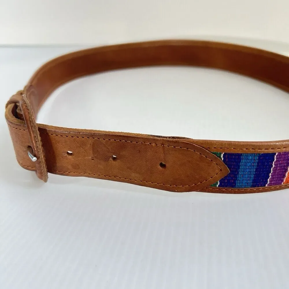 VINTAGE WESTERN BELT COLORFUL WOVEN TAPESTRY BOHO AZTEC BOHEMIAN Size 30
